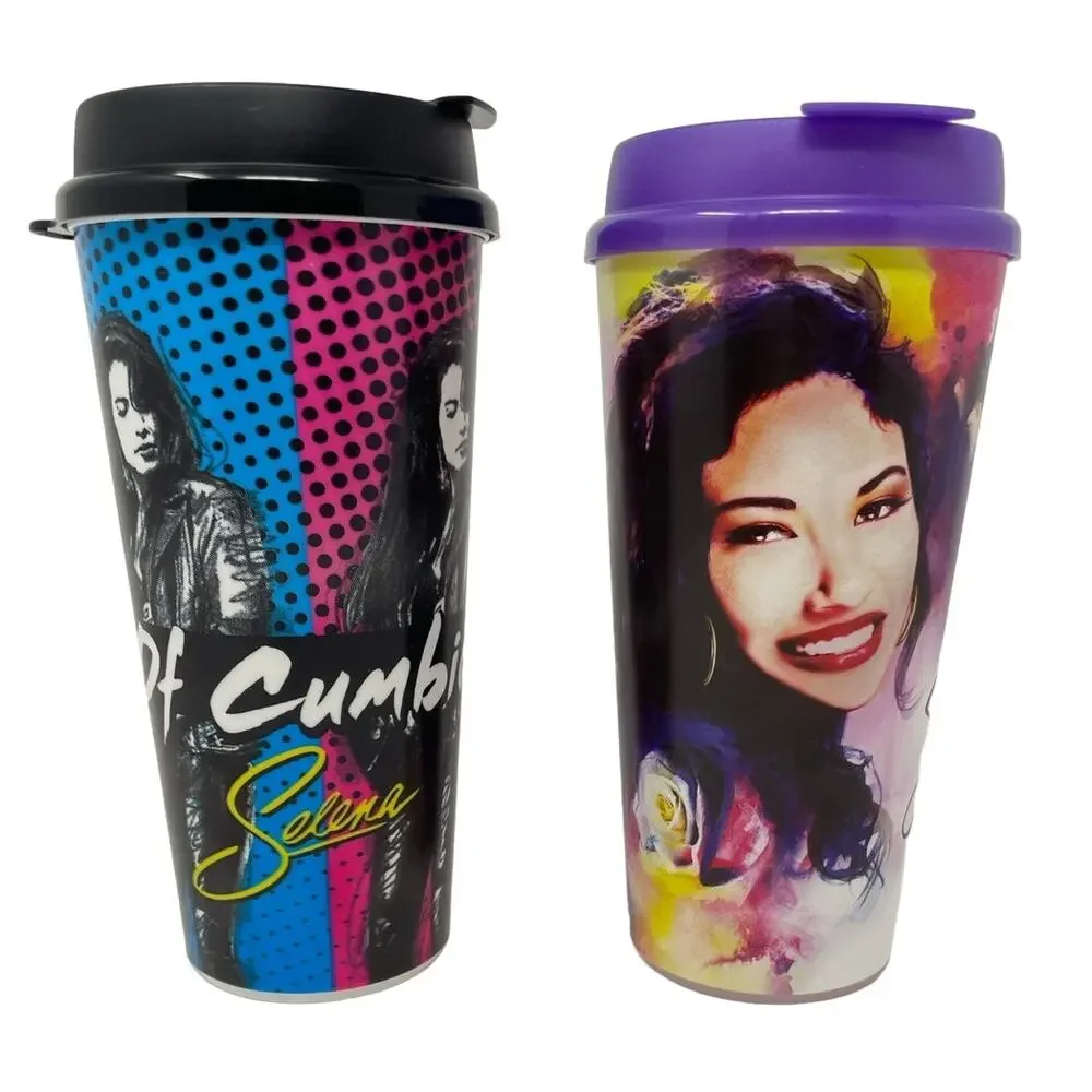2 Selena Quintanilla Stripes Cups Celebrating 25 Years NEW Fiesta de la Flor - Picture 1 of 10